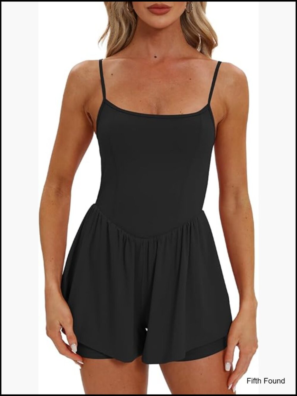 Medium Athletic Romper Sleeveless Spaghetti Strap Double Lined Shorts Jumpsuit